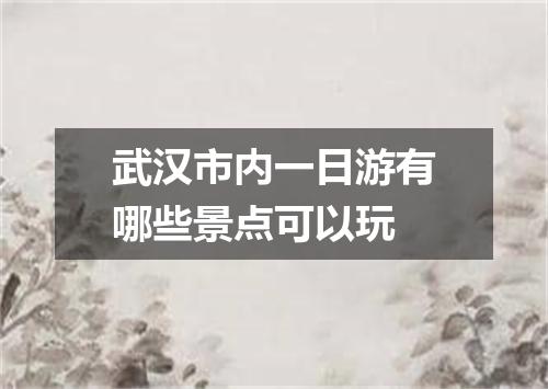 武汉市内一日游有哪些景点可以玩