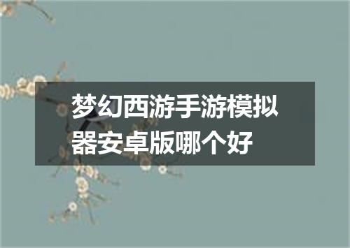 梦幻西游手游模拟器安卓版哪个好