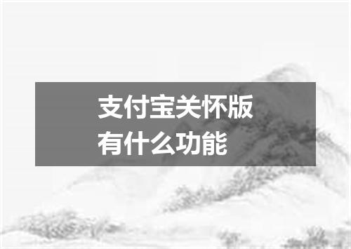 支付宝关怀版有什么功能