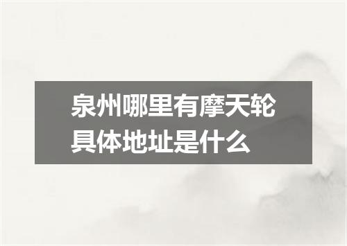 泉州哪里有摩天轮具体地址是什么