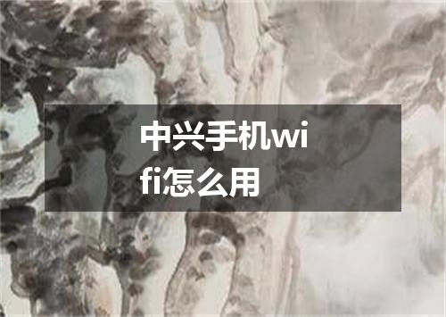 中兴手机wifi怎么用