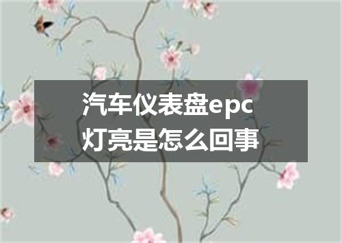 汽车仪表盘epc灯亮是怎么回事