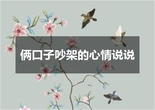 俩口子吵架的心情说说