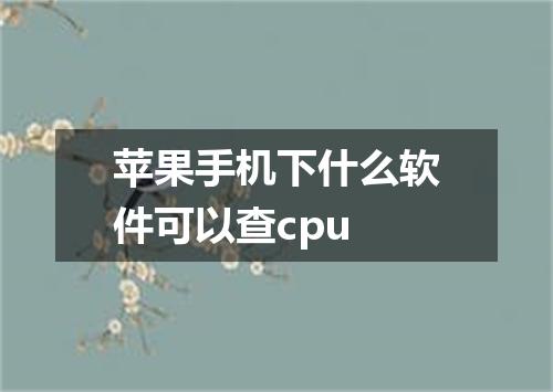苹果手机下什么软件可以查cpu