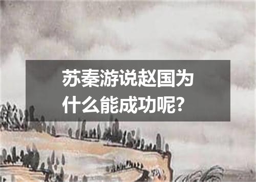 苏秦游说赵国为什么能成功呢?
