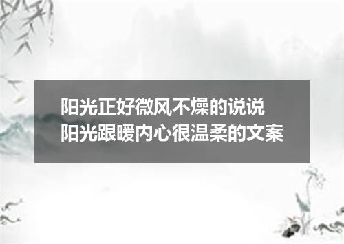 阳光正好微风不燥的说说 阳光跟暖内心很温柔的文案