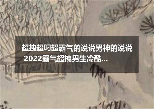 超拽超叼超霸气的说说男神的说说 2022霸气超拽男生冷酷的说说
