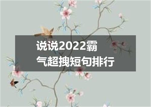 说说2022霸气超拽短句排行
