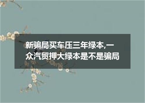 新骗局买车压三年绿本,一众汽贸押大绿本是不是骗局