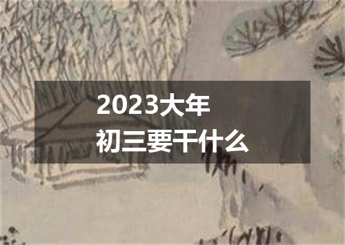 2023大年初三要干什么