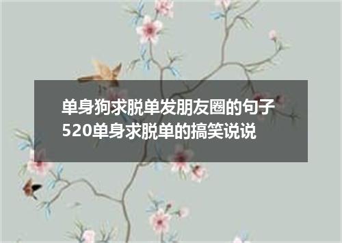 单身狗求脱单发朋友圈的句子 520单身求脱单的搞笑说说