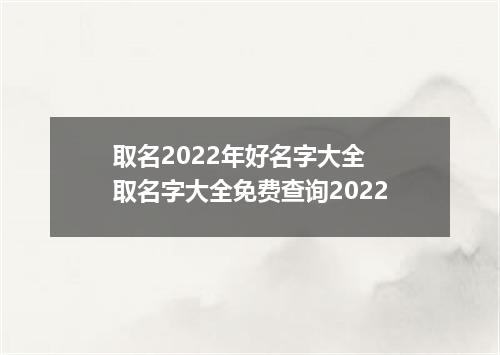 取名2022年好名字大全 取名字大全免费查询2022
