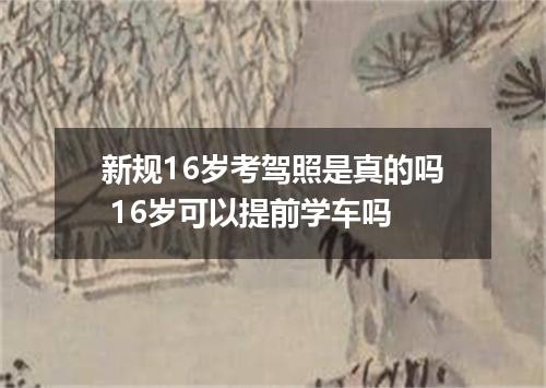新规16岁考驾照是真的吗 16岁可以提前学车吗