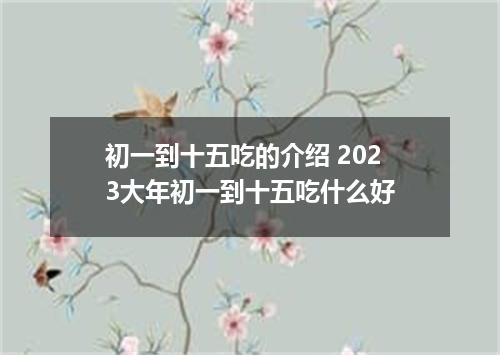 初一到十五吃的介绍 2023大年初一到十五吃什么好