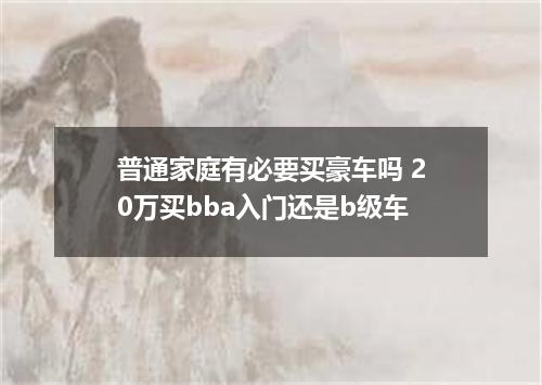 普通家庭有必要买豪车吗 20万买bba入门还是b级车