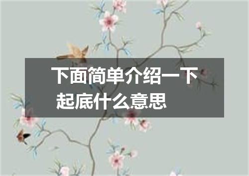 下面简单介绍一下 起底什么意思