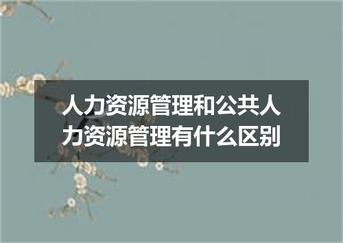 人力资源管理和公共人力资源管理有什么区别