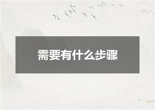 需要有什么步骤