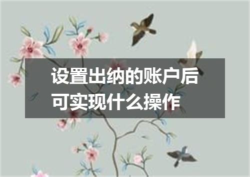 设置出纳的账户后可实现什么操作