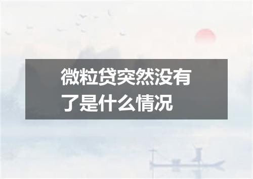 微粒贷突然没有了是什么情况