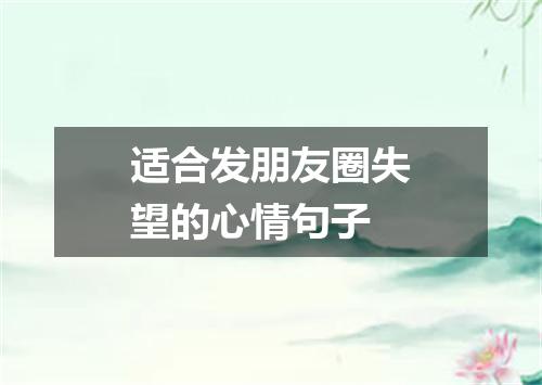 适合发朋友圈失望的心情句子