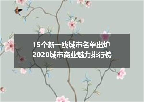 15个新一线城市名单出炉 2020城市商业魅力排行榜