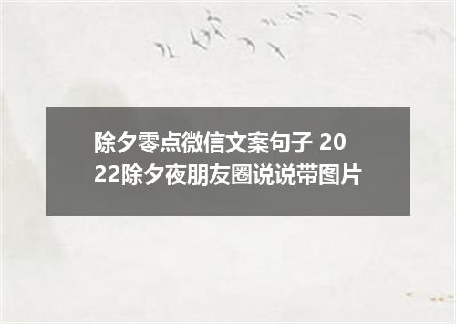 除夕零点微信文案句子 2022除夕夜朋友圈说说带图片
