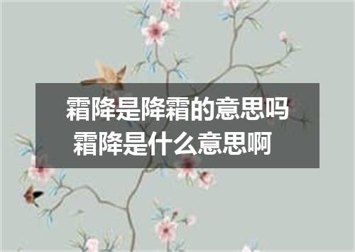 霜降是降霜的意思吗 霜降是什么意思啊