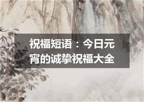 祝福短语：今日元宵的诚挚祝福大全