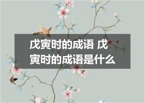 戊寅时的成语 戊寅时的成语是什么