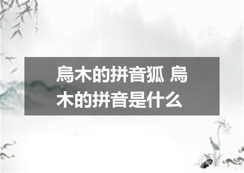 烏木的拼音狐 烏木的拼音是什么