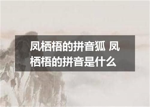 凤栖梧的拼音狐 凤栖梧的拼音是什么
