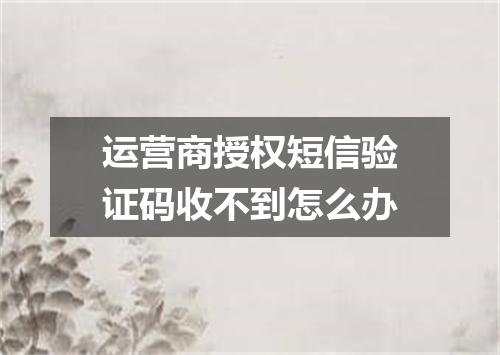 运营商授权短信验证码收不到怎么办