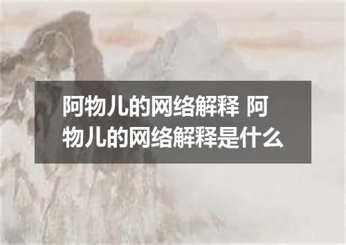 阿物儿的网络解释 阿物儿的网络解释是什么