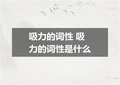 吸力的词性 吸力的词性是什么
