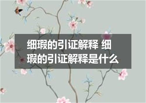 细瑕的引证解释 细瑕的引证解释是什么