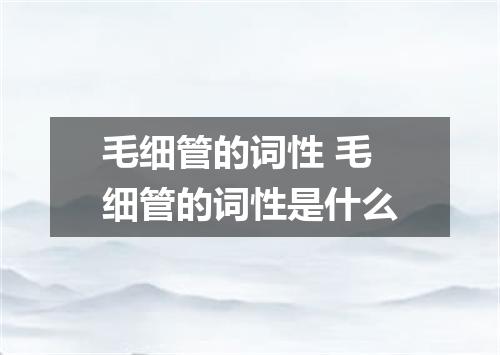 毛细管的词性 毛细管的词性是什么