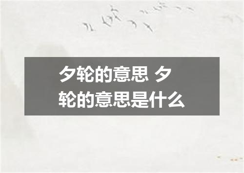 夕轮的意思 夕轮的意思是什么
