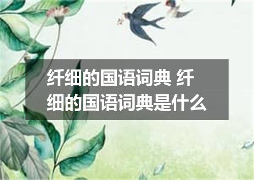 纤细的国语词典 纤细的国语词典是什么