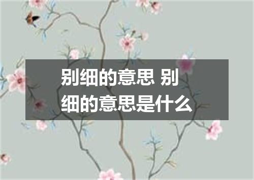 别细的意思 别细的意思是什么