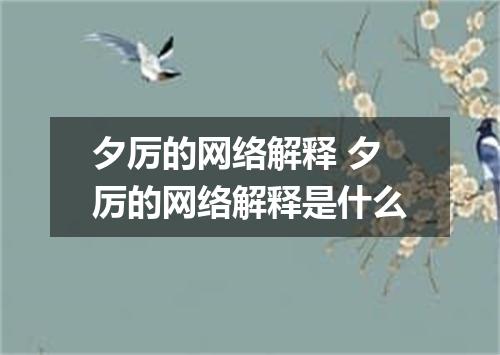 夕厉的网络解释 夕厉的网络解释是什么