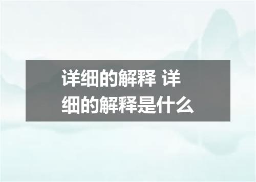 详细的解释 详细的解释是什么