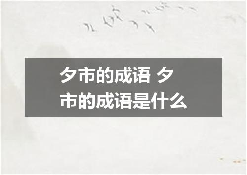 夕市的成语 夕市的成语是什么