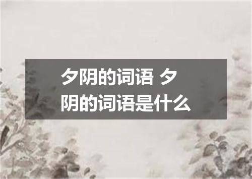 夕阴的词语 夕阴的词语是什么