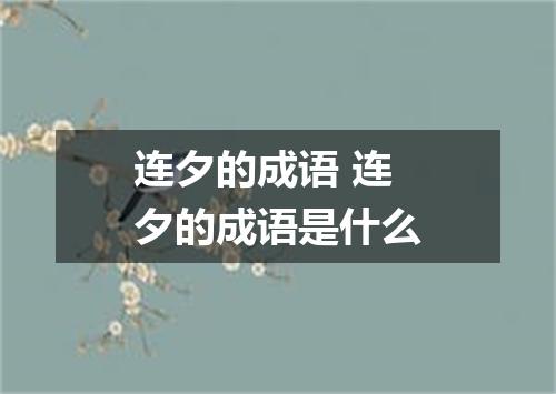 连夕的成语 连夕的成语是什么