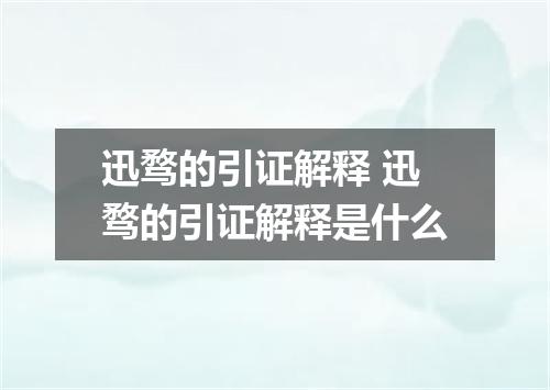 迅骛的引证解释 迅骛的引证解释是什么