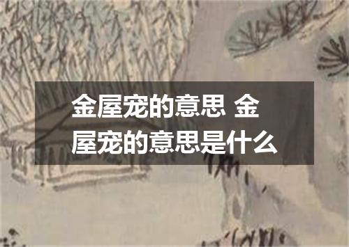 金屋宠的意思 金屋宠的意思是什么