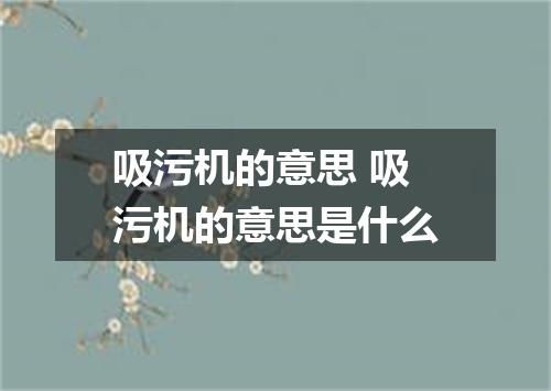 吸污机的意思 吸污机的意思是什么
