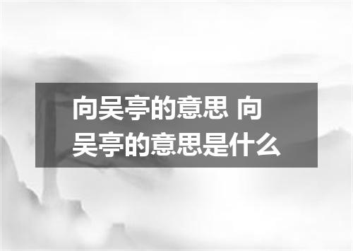 向吴亭的意思 向吴亭的意思是什么