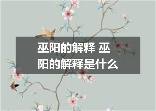 巫阳的解释 巫阳的解释是什么